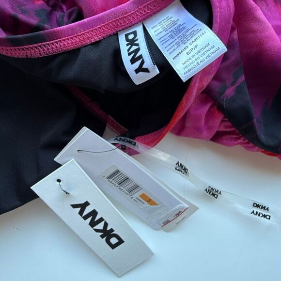 NWT DKNY pink abstract “mirage” tie back swimsuit  Size S - Picture 6 of 8
